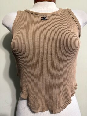 CELINE RIBBED CROPPED TANK BROWN SEE MEASUREMENTS PRE-OWNED CROPPED